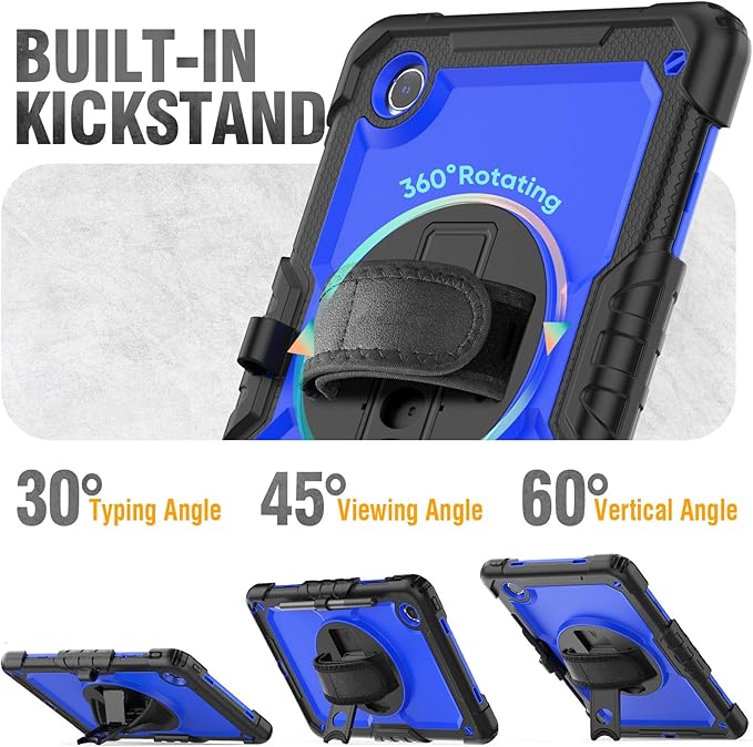 HXCASEAC Case for Lenovo Tab M11/K11 LTE 11’’ with Screen Protector/Pen Holder/Rotating Hand Strap/Stand, Protective M11 Tablet Case (TB-330FU/TB-330XU) Cover 2024, Blue