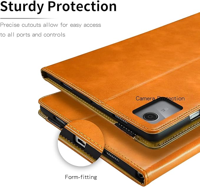 Case for Lenovo Tab M11 / K11 LTE 11 Inch (TB330FU) Business Premium PU Leather Protective Case with Elastic Band & Card Holder - Orange