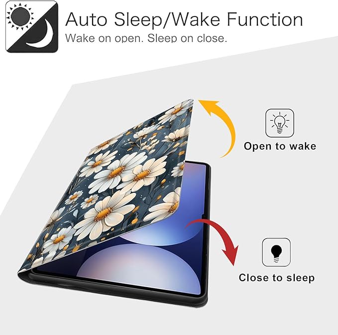 Case for Samsung Galaxy Tab S10 Ultra/Galaxy Tab S9/S8 Ultra 14.6-Inch, Slim PU Leather Stand Cover with Auto Wake/Sleep, Multi-Angle Viewing & Shockproof, Little Flower