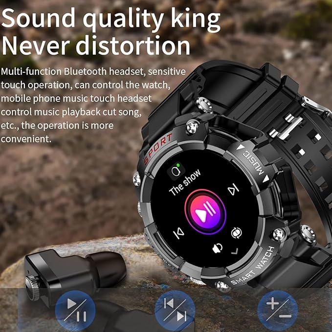 ZJX Smart Watch with Earbuds, 1.52-inch Full Touch HD Screen Metal Body, TWS Sports Earbuds Smart Watch Three-in-one，Support Custom Dial, Local Music Storage, Health Monitoring, Message Notification