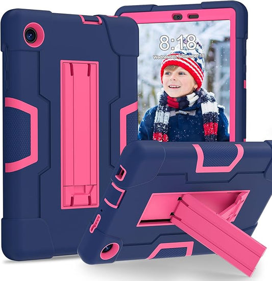 Bingcok Case for TCL Tab 8 LE Kids, Hybrid Shockproof Drop Protection Cover for TCL Tab 8 2023 (9137W) WiFi (9132X) - 5 Navy + Rose