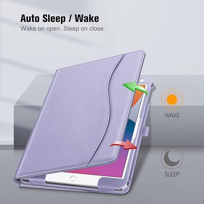 Fintie Case for iPad 9th / 8th / 7th Generation (2021/2020/2019) 10.2 Inch - [Corner Protection] Multi-Angle Viewing Stand Cover with Pocket & Pencil Holder, Auto Sleep Wake, Lilac Purple
