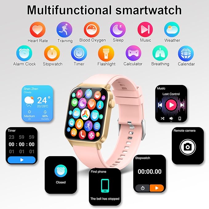 Smart Watch for Men Women, 1.85" Smartwatch (Answer/Make Call), IP68 Waterproof Fitness Tracker, 100+ Sport Modes, Heart Rate Monitor, Sleep Monitor, Pedometer