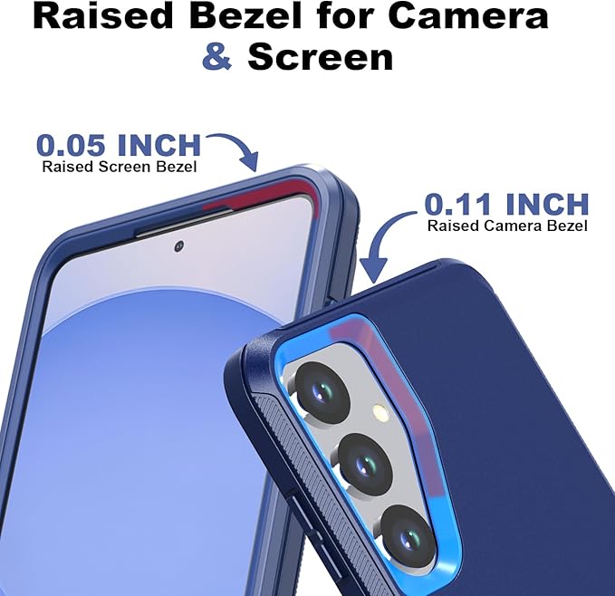 Designed for Samsung Galaxy S24 Plus/S25 Plus Case [with Privacy Screen Protector] 3-Layer Full Body Protection Rugged Shockproof Heavy Duty Phone Case Cover, Navy Blue