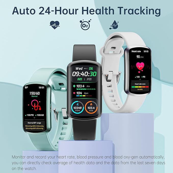Health Fitness Tracker with 24/7 Heart Rate and Blood Pressure, Smart Watch with Blood Oxygen Monitor, 120+ Sport Mode, Sleep Tracking Waterproof Activity Tracker for Women Men