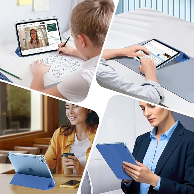 MoKo for iPad (A16) 11th Generation Case 11 Inch 2025, iPad 10th Generation Case 10.9 Inch 2022 with Pencil Holder, Slim Light Trifold Protective Cover with Hard PC Translucent Back Shell, Starry Sky