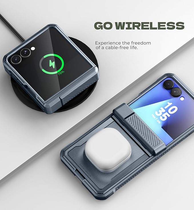 Dexnor for Samsung Galaxy Z Flip 7 Case with Dual Kickstands & Auto-Close Hinge Protection & Screen Protector, Full-Body Rugged Shockproof Protective Cover Bumper Cases for Galaxy Z Flip 7,Navy Blue