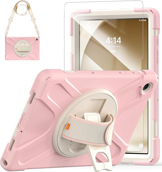 TSQQST Case for Samsung Galaxy Tab A9+ Plus 11 Inch SM-X210/X216/X218 2023 for Kids Girls | Full Body Protective Case Cover with Screen Protector+Stand+ Strap for Galaxy Tab A9+ Plus Tablet -Pink