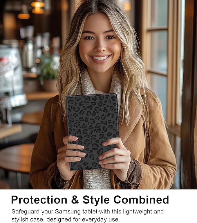 Case for Samsung Galaxy Tab S10 Ultra/Galaxy Tab S9/S8 Ultra 14.6-Inch, Slim PU Leather Stand Cover with Auto Wake/Sleep, Multi-Angle Viewing & Shockproof, Black Leopard Print