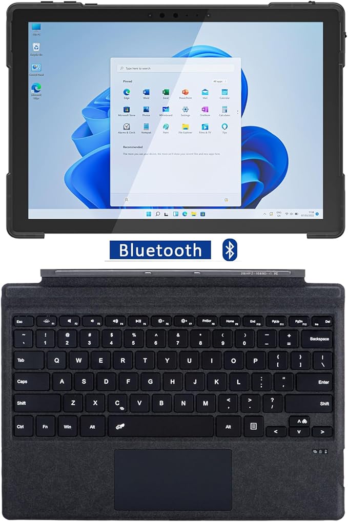 ZenRich Rugged Case with Keyboard for Surface Go 4/3/2/1, Bluetooth Keyboard Case for Microsoft Surface Go 4/3/2/1 with 360° Rotating Hand Strap & Stand