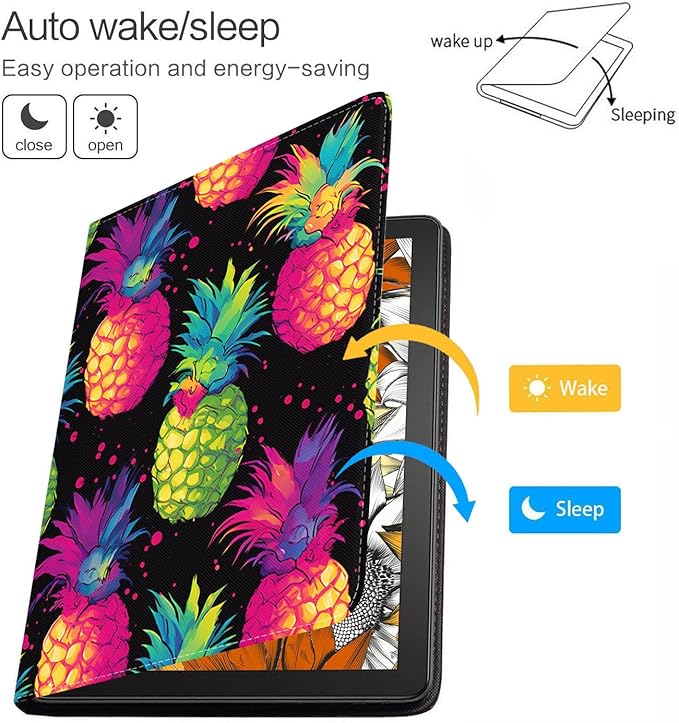 Case for Samsung Galaxy Tab A 10.1 2019 (SM-T510/T515/T517), Slim Lightweight PU Leather Stand Cover with Auto Wake/Sleep for Galaxy Tab A 10.1 Inch - Pineapple