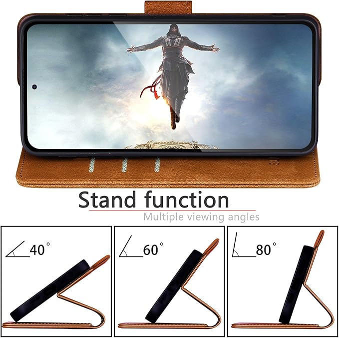 SUANPOT Compatible with Samsung Galaxy S25 FE 5G Wallet case with RFID Blocking Credit Card Holder,Flip Book PU Leather Protective Cover Men Women for Samsung S25 FE case Light Coffee