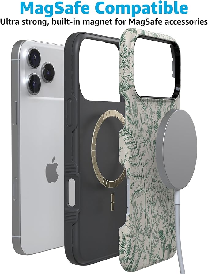 Casely iPhone 17 Pro Case | Sage Garden | Green Floral | Compatible with MagSafe | Bold Protective Design