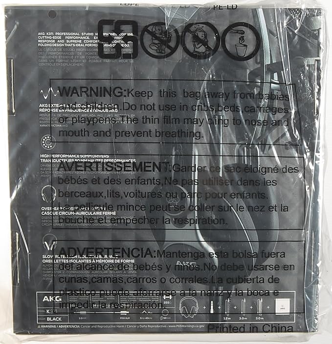 AKG K371 Closed Over-Ear Studio Folding Headphones - Black