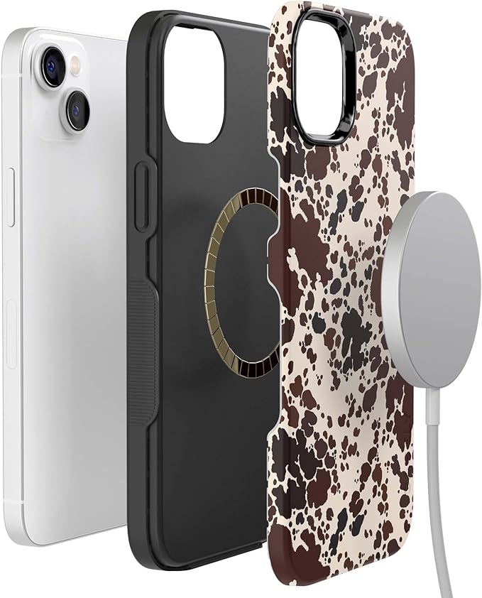 Casely iPhone 14 Case | Cowgirl Envy | Cow Print | Compatible with MagSafe | Bold Protective Design