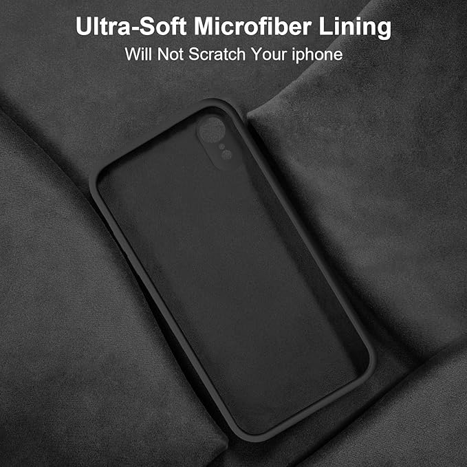 Vooii Compatible with iPhone XR Case, Upgraded Liquid Silicone with [Flat Edges] [Camera Protection] [Soft Anti-Scratch Microfiber Lining] Phone Case for iPhone 10 XR 6.1 inch - Black