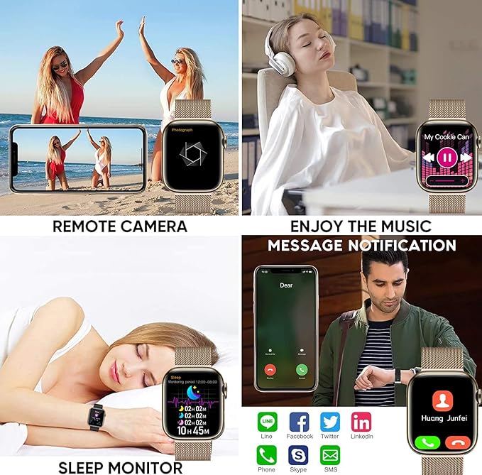 Smart Watch for Android iOS Phones Compatible iPhone Samsung, 2.09'' Fitness Activity Tracker Watch with Bluetooth Call/SMS/Sleep Monitor/Pedometer Smartwatch for Men Women with 2 Bands (Pink)