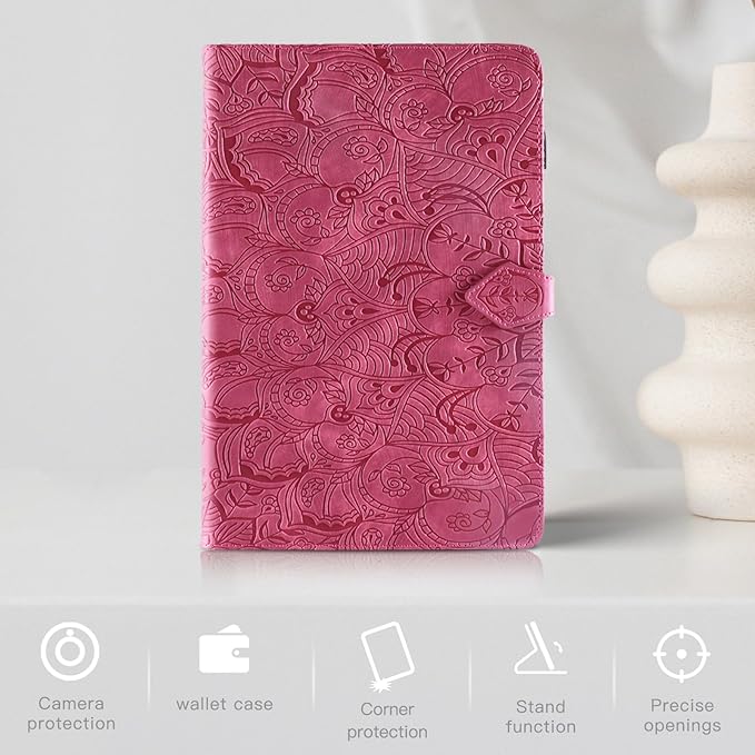 Vine Funda para for Samsung Galaxy Tab A 10.1 2019 SM-T510 T515, Soft Touch Premium Faux Leather Made with Card Slots, Water-Proof Precise Cutouts Compatible with Samsung Tab A 2019 Case Case Pink