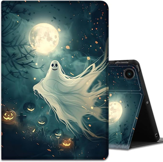 Case for Samsung Galaxy Tab A9+ 11 Inch 2023 Release (SM-X210/X216/X218), Adjustable Stand Auto Wake/Sleep Smart Case for Galaxy Tab A9 Plus Tablet - Halloween Ghost