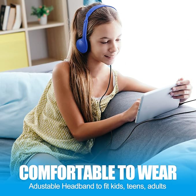 48 Pack Classroom Headphones on Ear Wired Stereo Headset with 3.5mm Jack, Over The Head Student Earphone Set for Kids Adults School Library Airplane Computer Laptop, No Microphone (Multicolor)