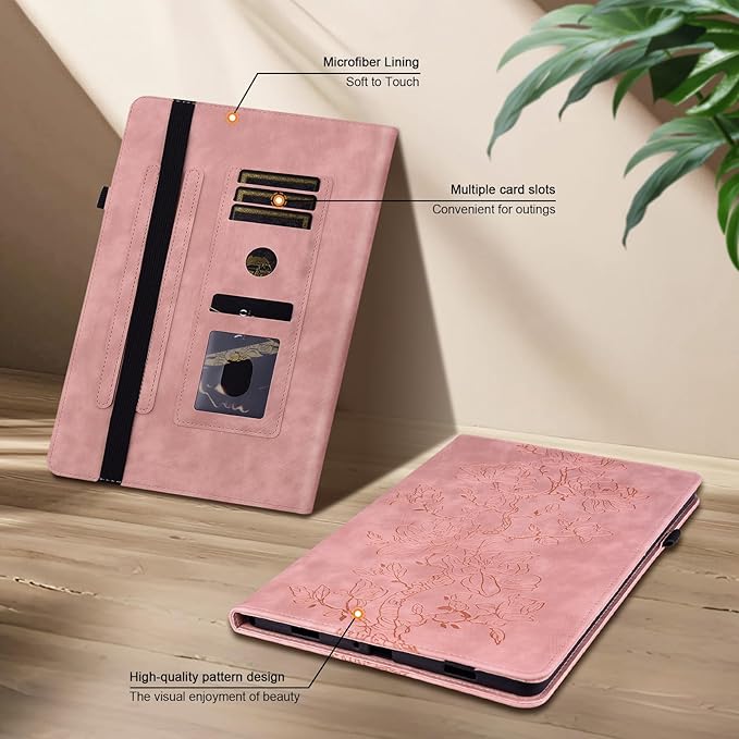 Case for Samsung Galaxy Tab A 10.1 2019 (SM-T510/T515), Slim PU Leather Folio Cover with Multi-Angle Stand and Pen Holder, Pink