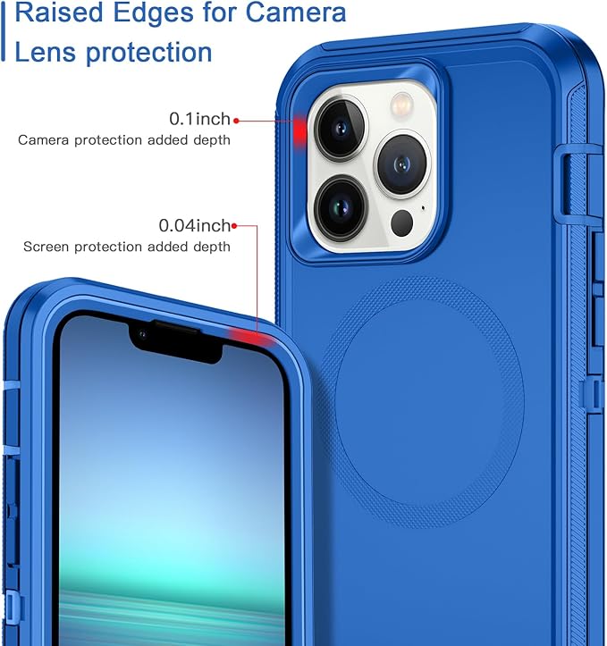 for iPhone 13 Pro Case [Compatible with MagSafe] Shockproof 3-Layer Full Body Protection Rugged Heavy Duty Cover Case for Apple iPhone 13 Pro 6.1 inch,Sea Blue