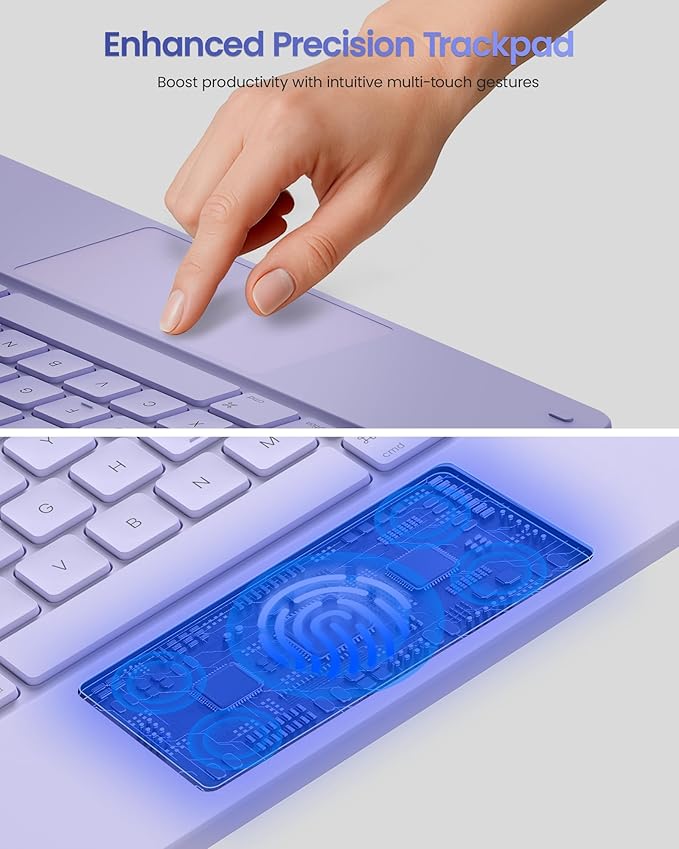 typecase Edge+ Keyboard Case for iPad Air 13-inch(M3 2025 / M2 2024),Ultra-Slim Detachable Case,Portrait & Typing Modes,Built-in Trackpad,11-Color Backlight,Magnetic Stand,Pencil Holder,Light Purple