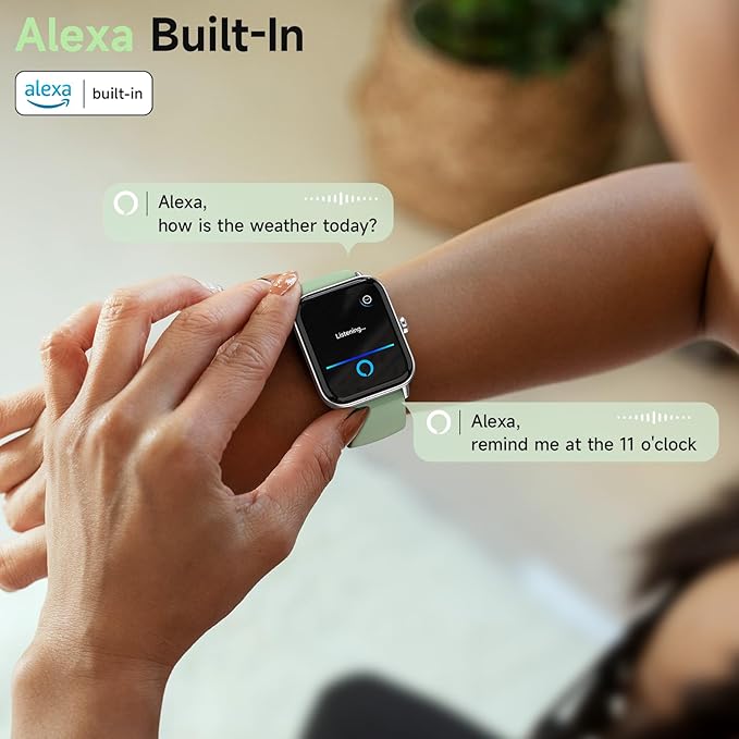 Smart Watches for Men Women Android & iPhone, Alexa Built-in, 1.85" Fitness Tracker with Answer/Make Calls, IP68 Waterproof Fitness Watch,Heart Rate, Sleep, SpO2 Monitor,Pedometer,Green