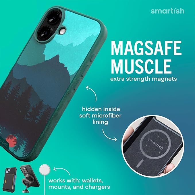 Smartish® iPhone 17 MagSafe Case - Gripmunk Magnetic Slim Case [Lightweight + Protective] Thin Grip Cover with Microfiber Lining for Apple iPhone 17 - Moving Mountains