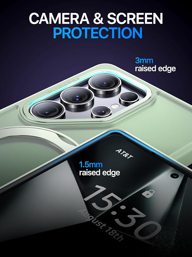 QTlier Phone case for Galaxy S25 Ultra- 360 Rotatable Magnetic Ring Stand, Military-Grade Protection, Raised Camera Frame
