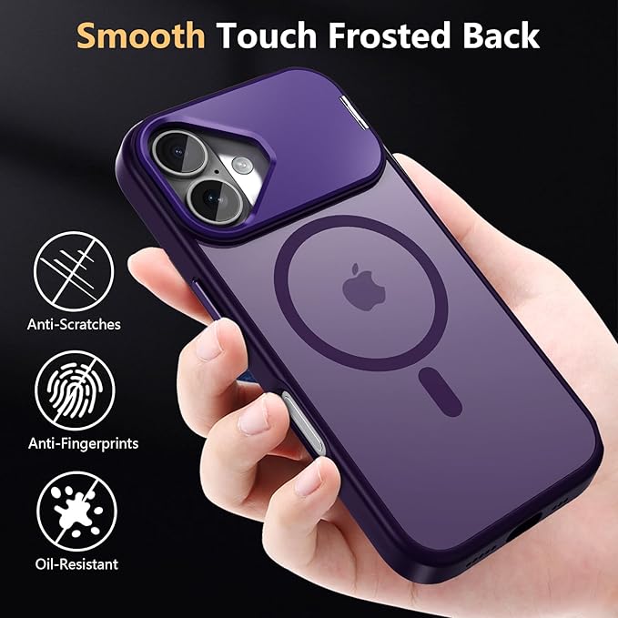 Innaght Magnetic for iPhone 16 Case with Stand,Compatible with MagSafe,Rugged,Heavy Duty,Protective Case Kickstand,[Built-in Invisible Stand],Purple