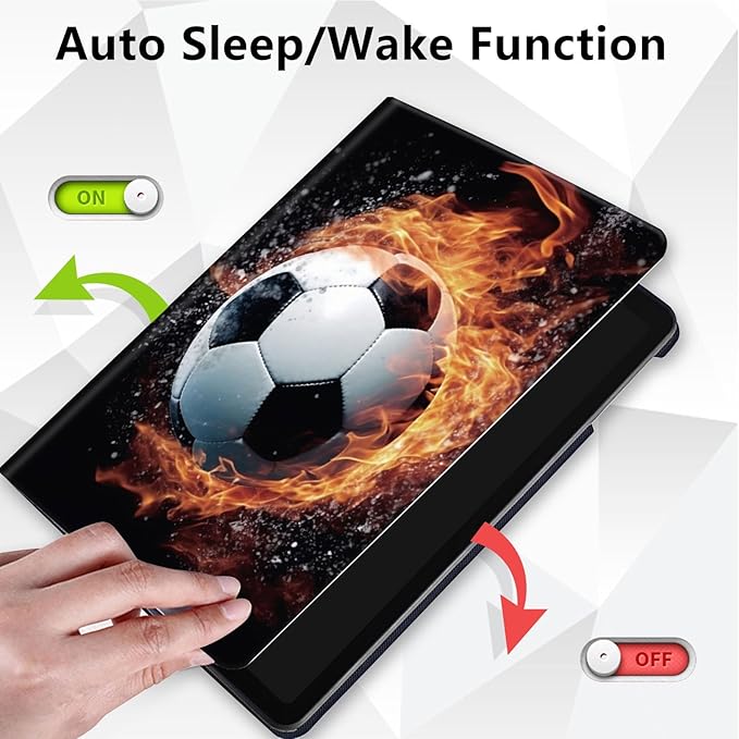 Case for Lenovo Tab P11 Plus Case 2021 (TB-J616F / J616X), 360 Degree Rotating Folding Stand,with Auto Sleep/Wake Case for Lenovo Tab P11 11” 2020 (TB-J606F TB-J606X),Fire Football