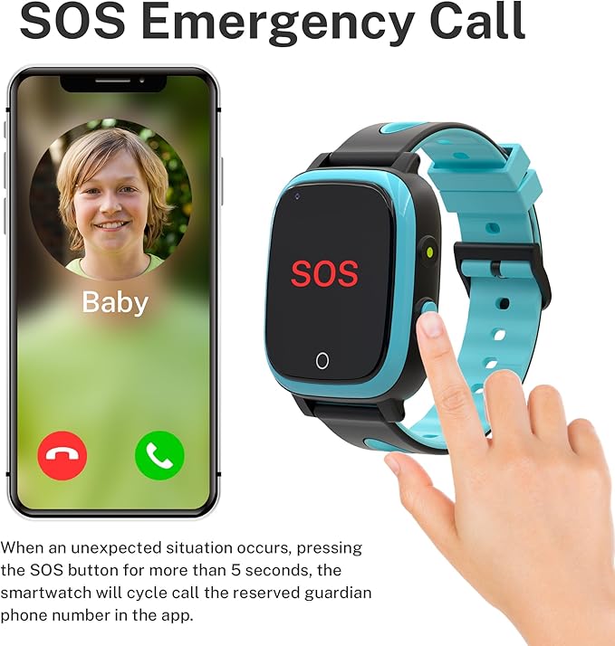 4G Kids Smart Watch Boys,GPS Watch for Kids with Video Call Voice Chat Alarm SOS Camera Pedometer Stopwatch Caculator Flashlight Kid GPS Tracker Watches Age 5-12