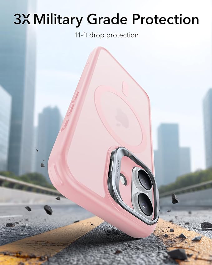 ESR for iPhone 17 Case with Stand, Camera Control Cover Compatible with MagSafe, Military-Grade Drop Protection Magnetic Phone Case for iPhone 17, Scratch-Resistant Back Cover,Frosted Bubblegum Pink
