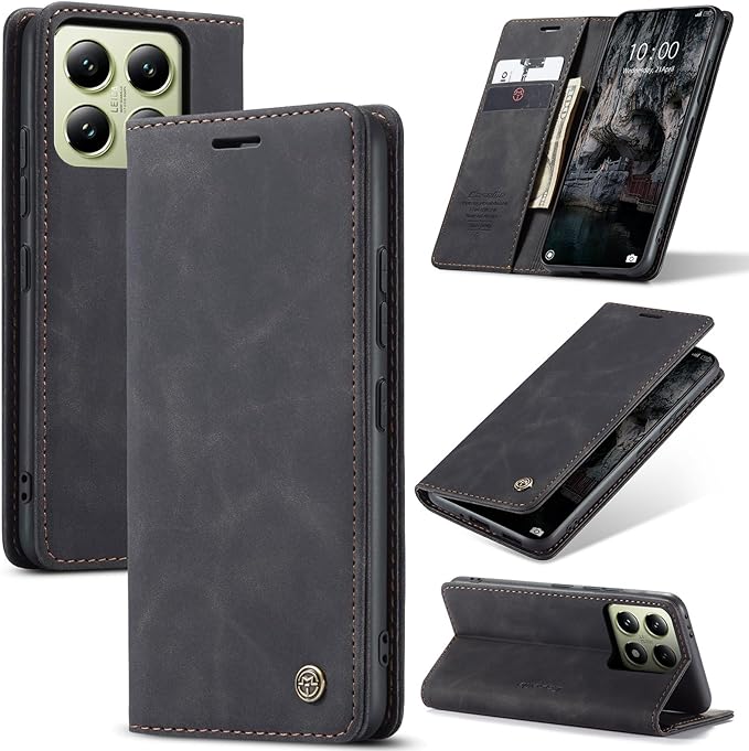 for Xiaomi 14T Case, Flip Wallet Leather Case with Card Holder Magnetic Closure Shockproof Kickstand Protective Phone Cases Cover for Xiaomi mi 14T, Black
