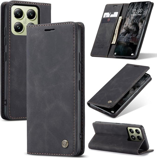 for Xiaomi 14T Case, Flip Wallet Leather Case with Card Holder Magnetic Closure Shockproof Kickstand Protective Phone Cases Cover for Xiaomi mi 14T, Black