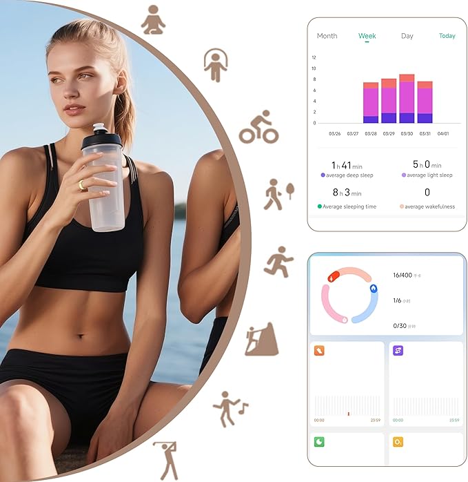 Smart Ring for Men Women with Black Charging Box, Bluetooth, Health Ring , IP68 Waterproof, Fitness Ring Tracks Heart Rate/Sleep/Steps/Sports Activities/Blood Oxygen,non-subscription app (Gold, 12)