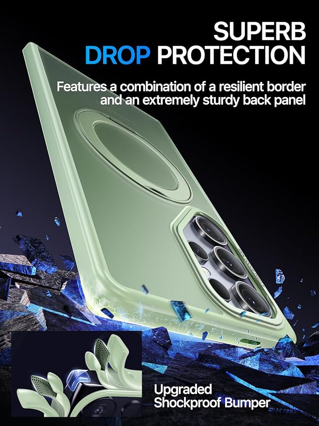 QTlier Phone case for Galaxy S25 Ultra- 360 Rotatable Magnetic Ring Stand, Military-Grade Protection, Raised Camera Frame