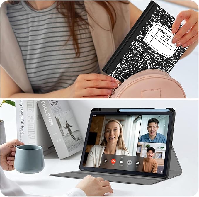 Case for Samsung Galaxy Tab S6 Lite 10.4 Inch 2024/2022/2020 with S Pen Holder, Multi-Angle Viewing Soft TPU Back Cover with Pocket Auto Wake/Sleep.