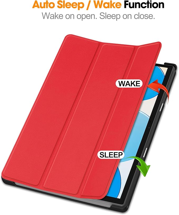 Case for TECLAST M40 Pro 10.1 inch Tablet, Folding Folio Ultra-Thin PU Leather Stand Case Cover for TECLAST M40 Pro / P20HD / P20S Red