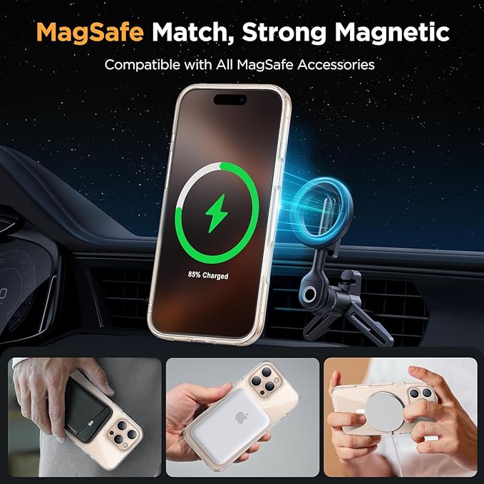Miracase Magnetic Series for iPhone 16 Pro Max Case [Compatible with MagSafe] [with 2X Screen Protectors] Military-Grade Protection, Anti-Fingerprint, Slim Phone Case for 16 Pro Max 6.9 inch - Clear