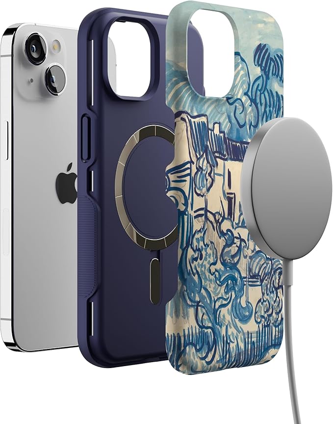 Casely iPhone 14 Case | Van Gogh | Landscape with Houses Phone | Compatible with MagSafe | Bold Protective Design