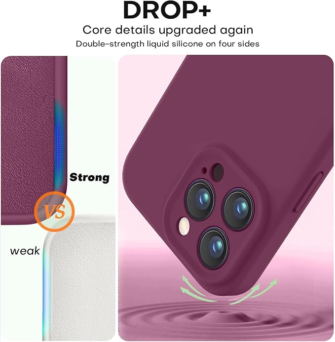 Vooii Compatible with iPhone 16 Pro Max Case, Liquid Silicone Upgrade [Camera Protection] [Soft Anti-Scratch Microfiber Lining] Shockproof Phone Case for iPhone 16 Pro Max 6.9 inch - WineRed