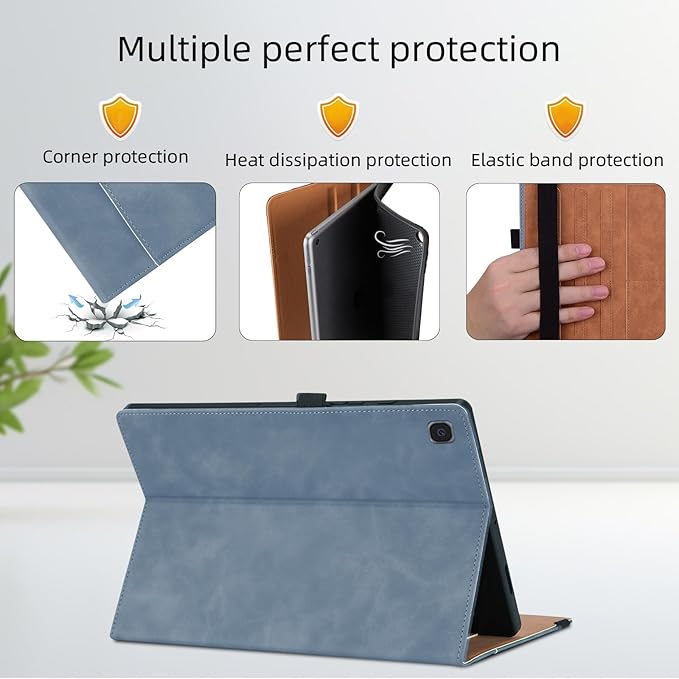 Case for Samsung Galaxy Tab A 10.1 2019 (SM-T510/T515) Multi-Angle Viewing Smart Cover with Pocket, Business PU Leather with Card Slot for Galaxy Tab A 10.1 Inch 2019 Tablet, Gray