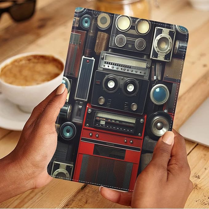 Case for Samsung Galaxy Tab A9 Plus 11 Inch 2023 Model (SM-X210/X216/X218), Slim Lightweight PU Leather Stand Cover with Auto Wake/Sleep, Retro Audio Equipment