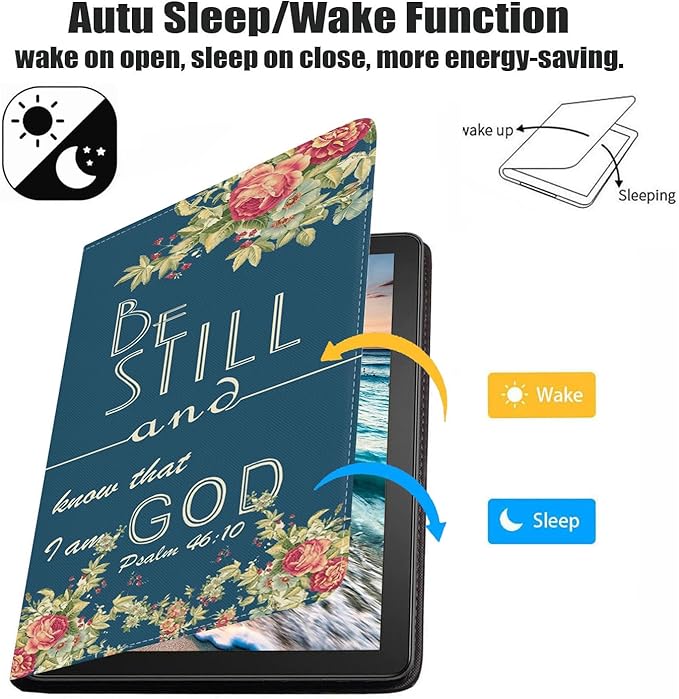 Case for Samsung Galaxy Tab A7 10.4 inch 2022/2020 (SM-T500/T503/T505/T507/T509), Premium PU Leather Stand Folio Cover with Auto Sleep/Wake, Bible Verse Psalm 46:10
