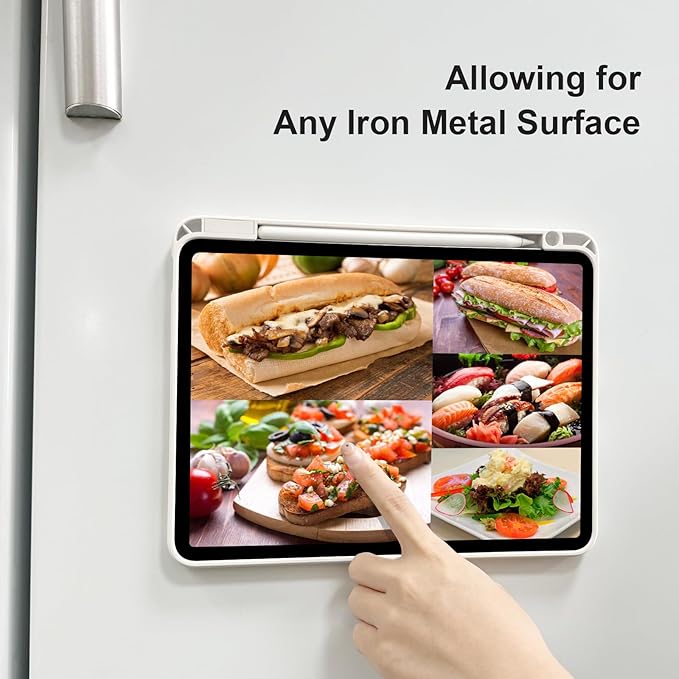 Case for iPad Air 13 Inch M3/M2 2025/2024, iPad Pro 12.9 Inch 6th/5th Generation 2022/2021 with Pencil Holder, Vertical Stand, Detachable Magnetic Trifold Stand Case,Auto Wake/Sleep,Lilac+White