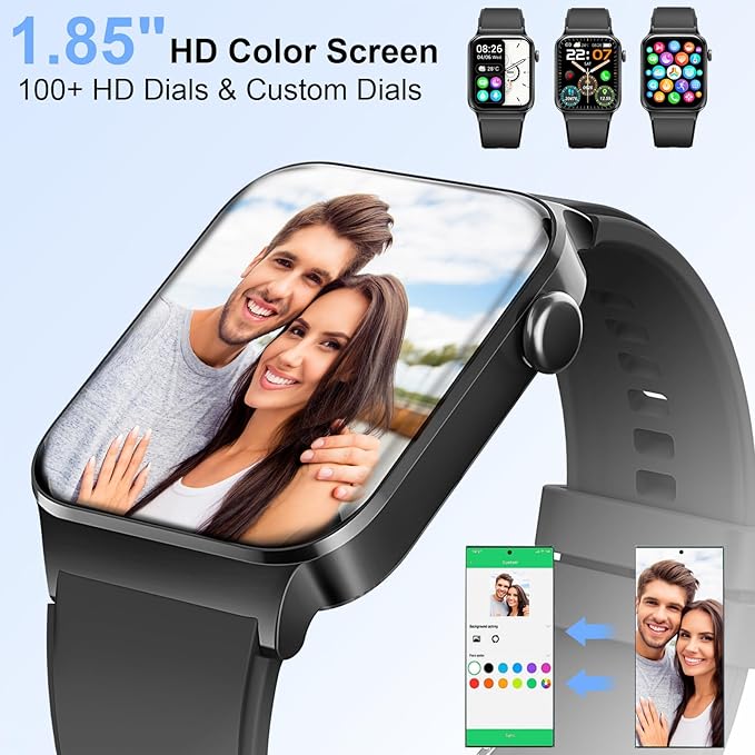 Smart Watch(Answer/Make Call), 1.85" HD Smartwatch for Men Women, 2025 New Fitness Watch with 113+ Sport Modes, Heart Rate/Sleep/SpO2/Calories Monitor, IP68 Waterproof Activity Tracker for Android iOS