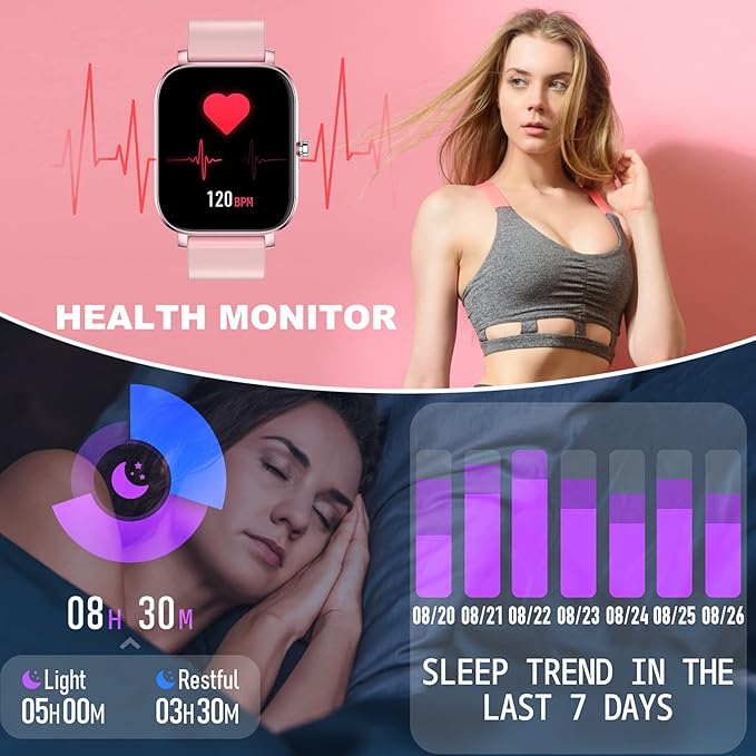 Smart Watch for Women Fitness Tracker Watch for Android/iOS Phones, Activity Trackers and Smartwatches with Heart Rate/Sleep Monitor, Step Counter, Waterproof Smart Watches