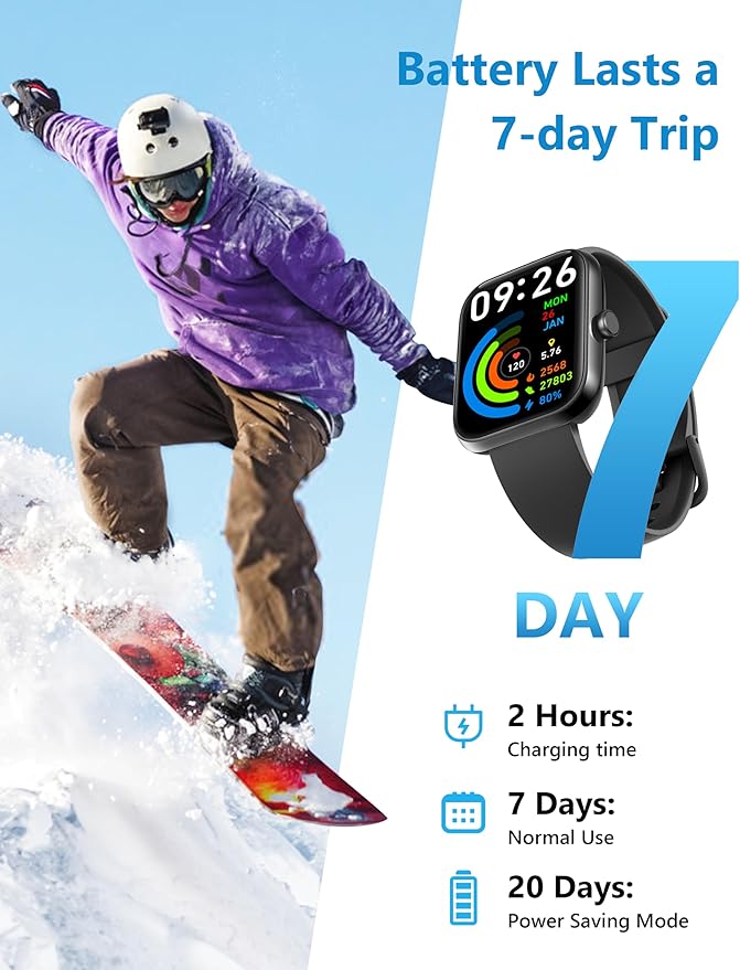 Smart Watch, 44mm Smartwatch Answer Make Calls, Alexa 1.83" Fitness Watch, IP68 Waterproof Fitness Tracker Women Men, Heart Rate/Sleep Monitor, 100+ Sports Pedometer Watch for Android & iOS Phone